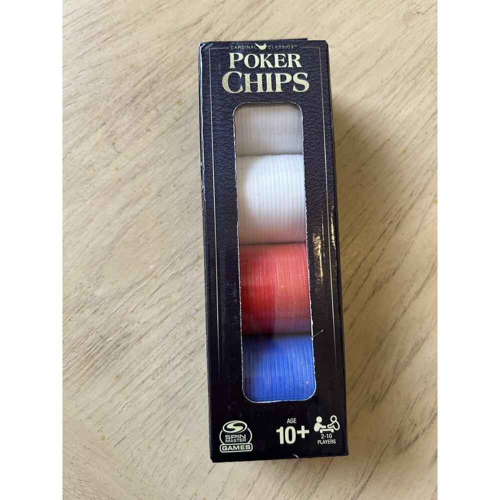 NEW Poker Chips 100-piece Set Spin Master Cardinal Classics(6062211) Red Blue